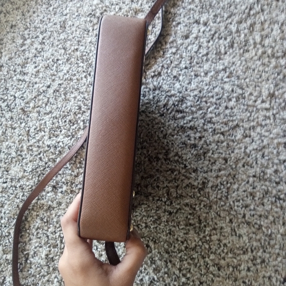 Michael Kors Women's Sandrine Studded Saffiano Leather Crossbody Bag Brown Small - Picture 7 of 11